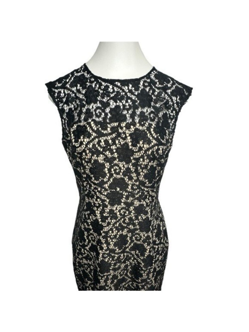 Kay Unger 8 Gown Black Lace Overlay Dress Evening Formal Full Length Cap Sleeve - Picture 5 of 15
